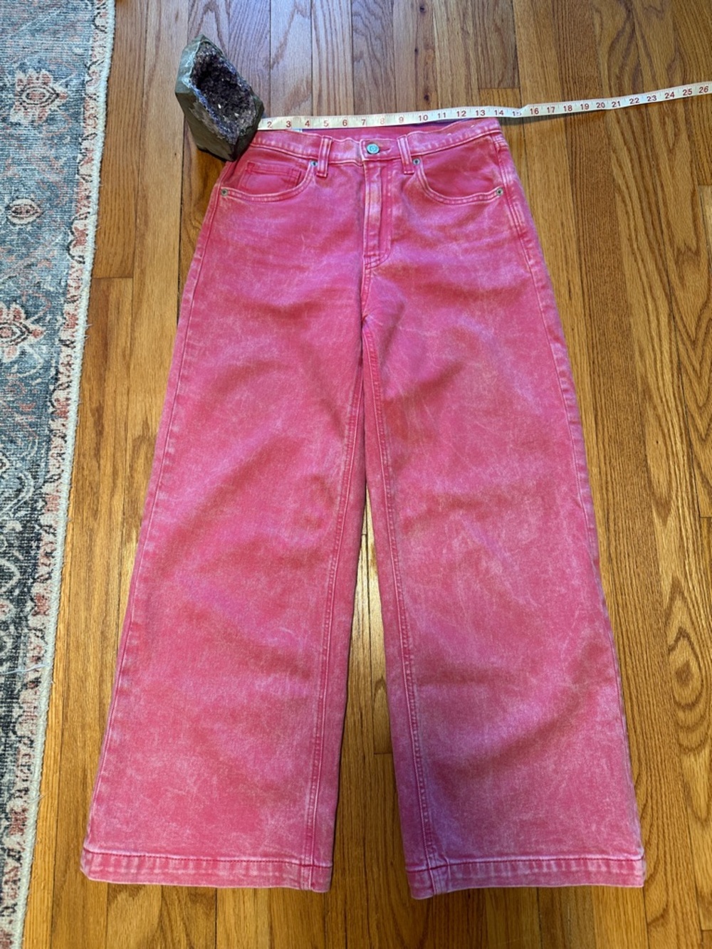 GAP Pink Washed Wide-Leg Ankle Jeans